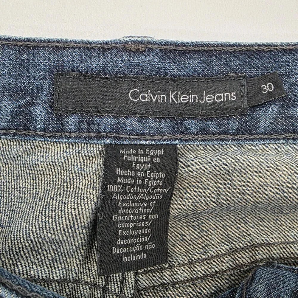 Calvin Klein Jeans Mens 30x32 (Actual 30/29) Straight‎ Leg Med Wash Denim Cotton